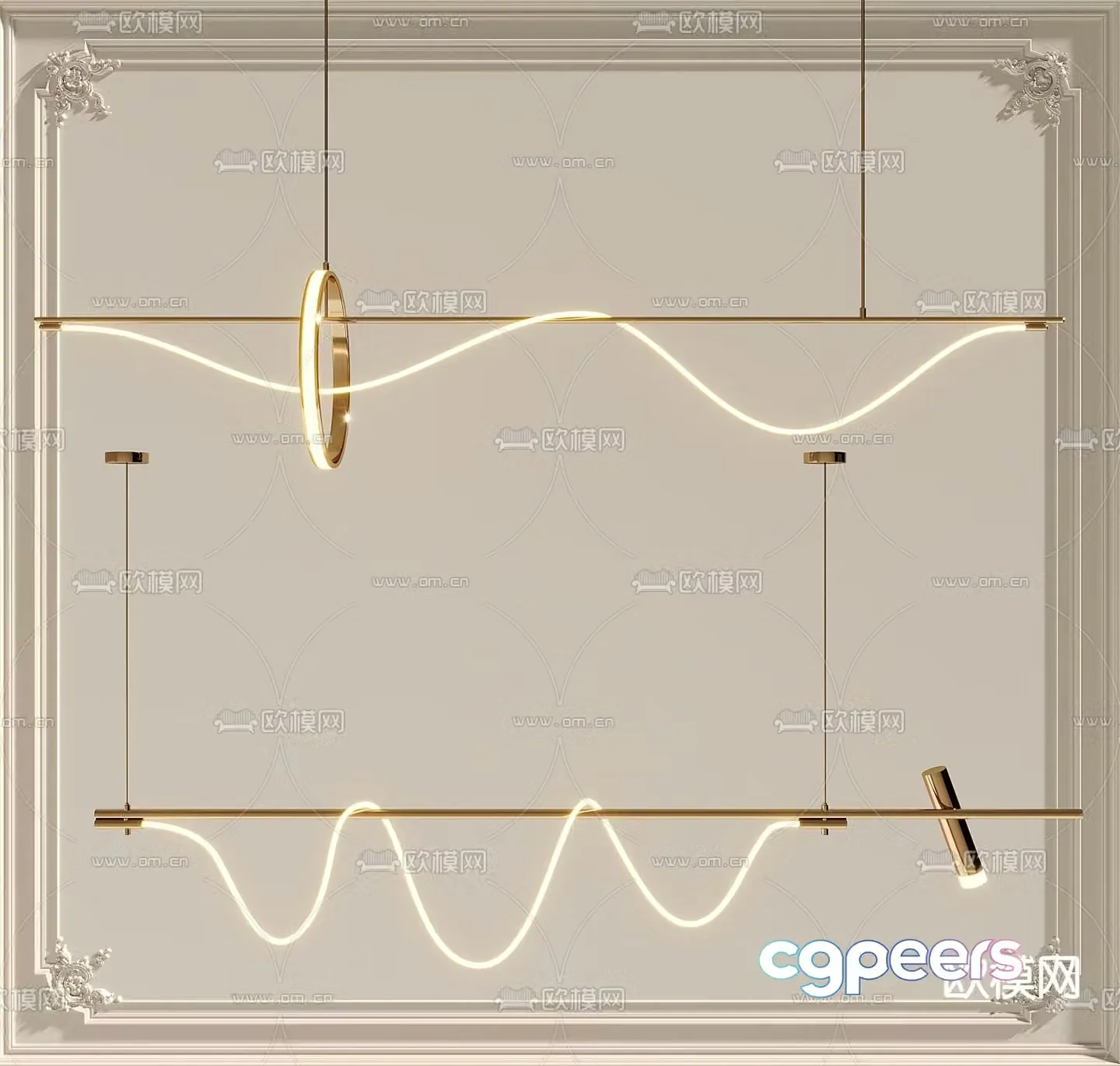 Modern chandelier metal chandelier 3d model
