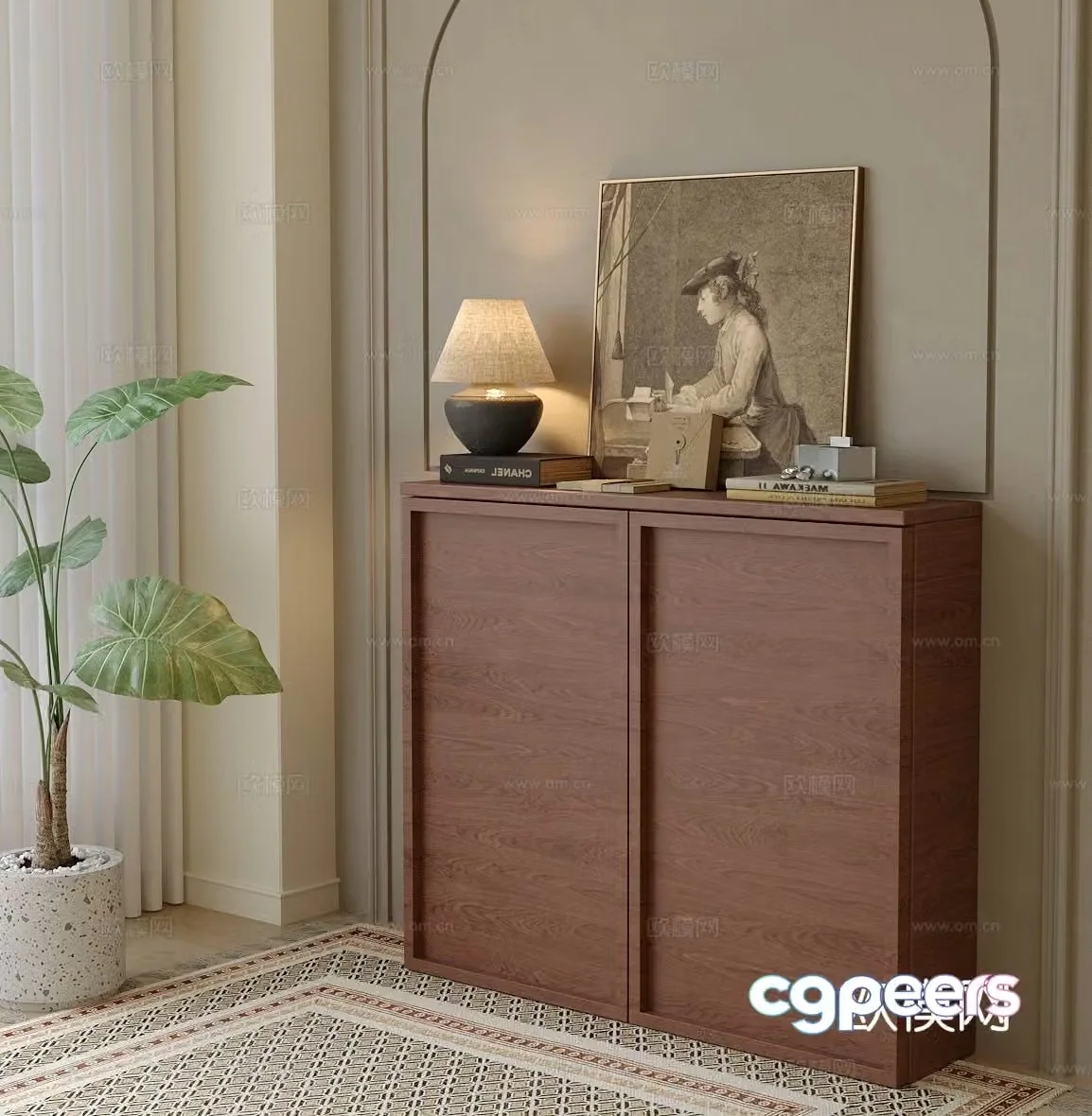 Wabi-sabi entrance cabinet side cabinet 3D model