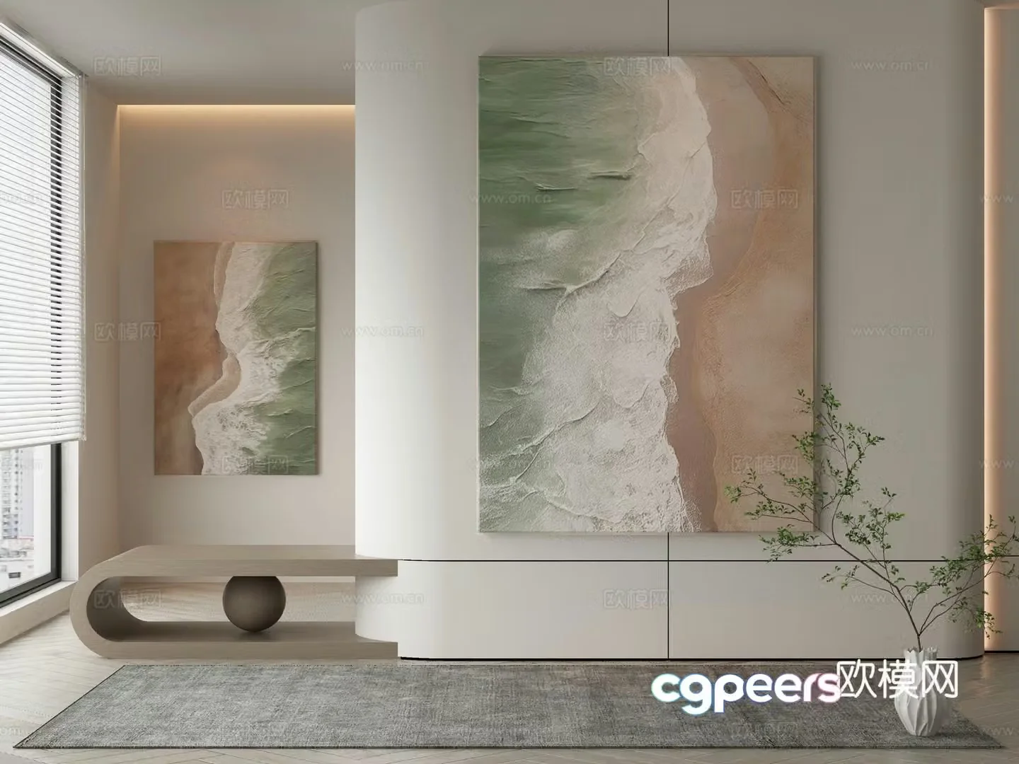 Modern texture painting decorative painting 3d model