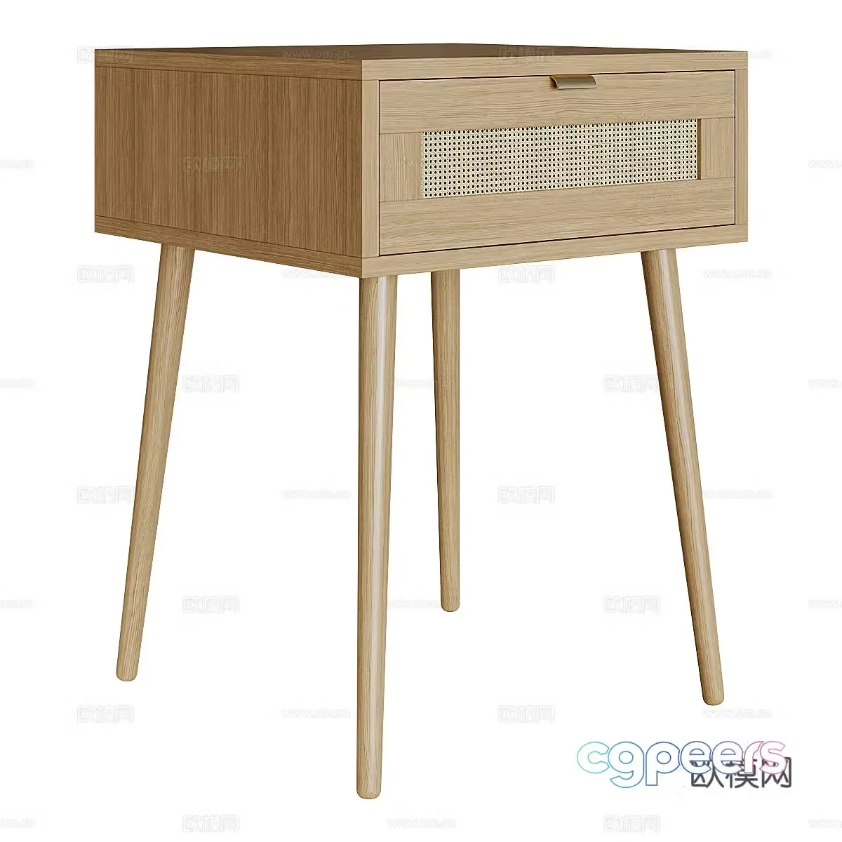 Modern Nordic log wind bedside table 3d model