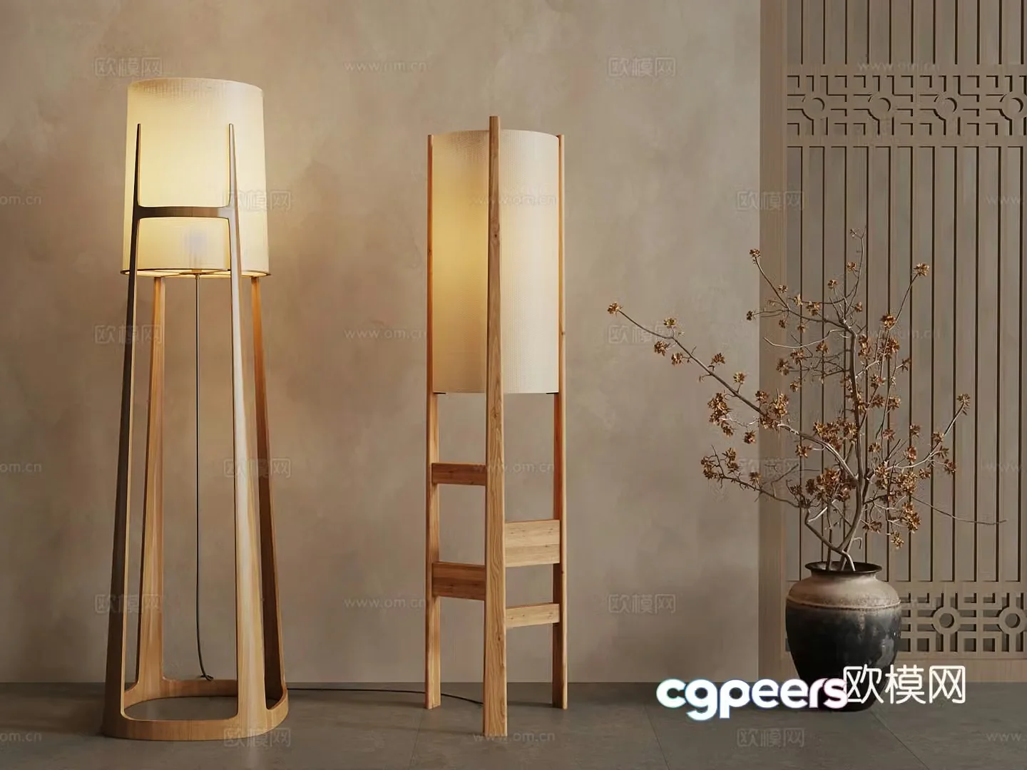 13 new Chinese floor lamp vase 3d model
