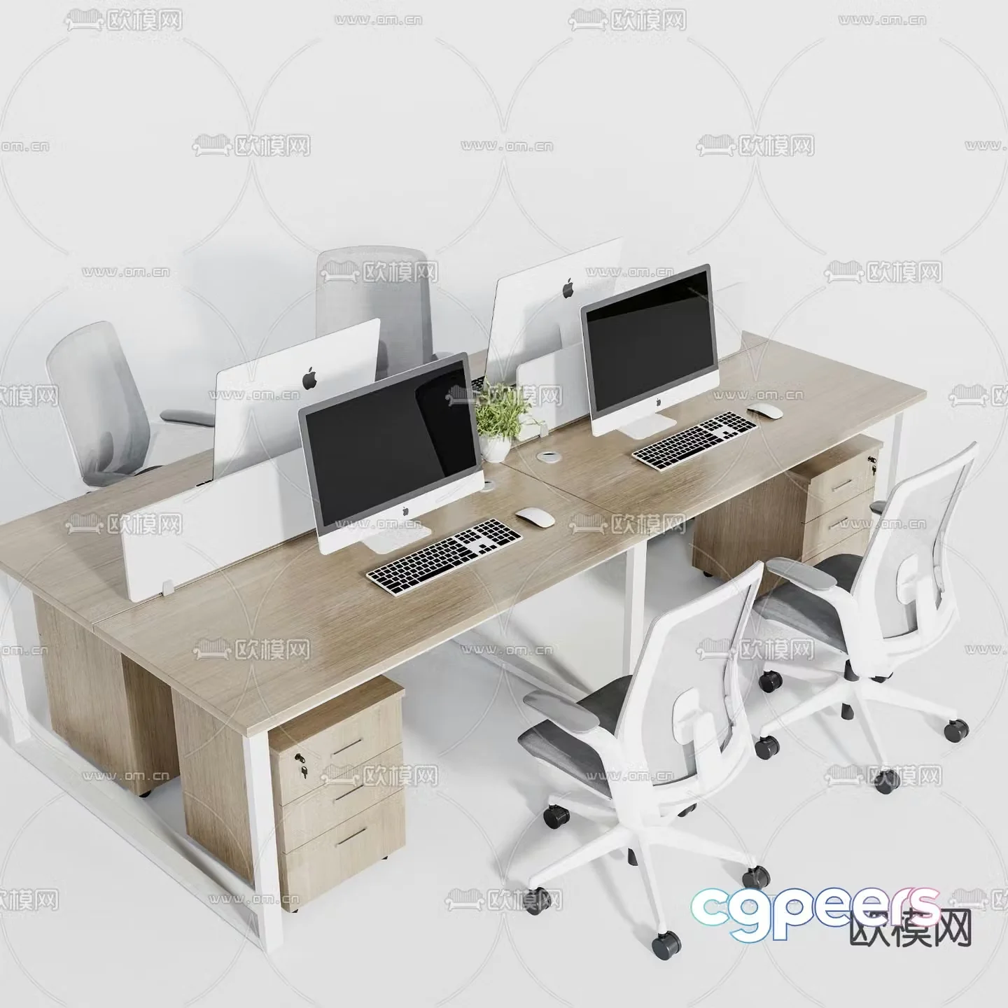 Card space desk work station post 3d model