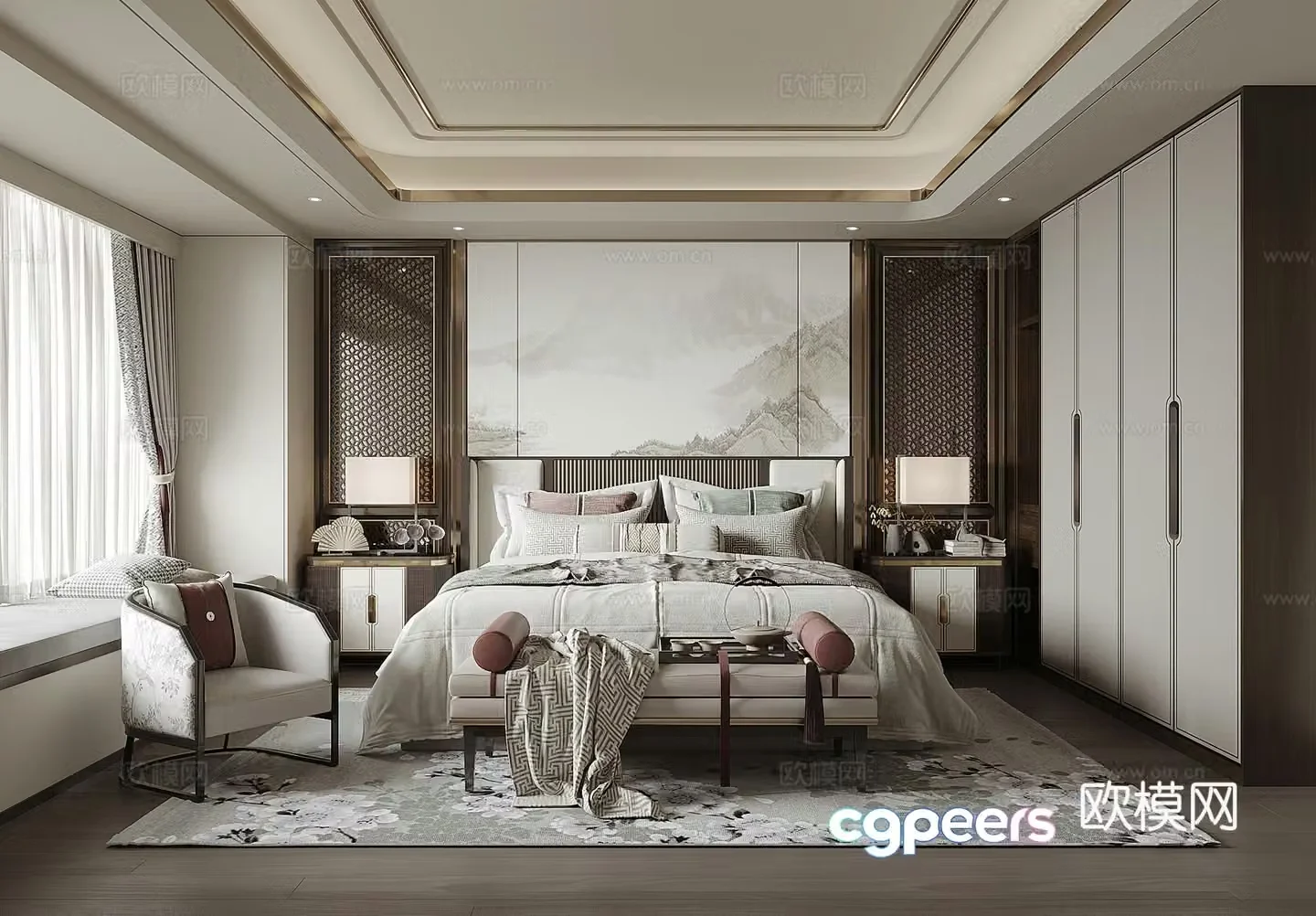 New Chinese bedroom 3D model