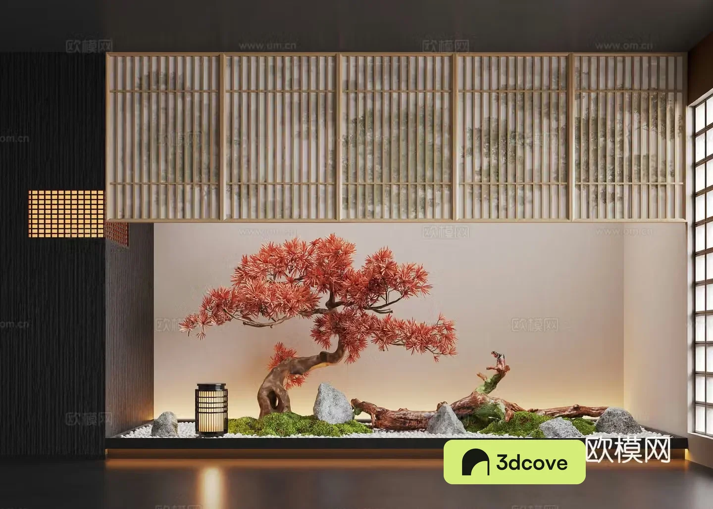 New Chinese-style indoor landscape sketch Plant landscaping Moss Landscape