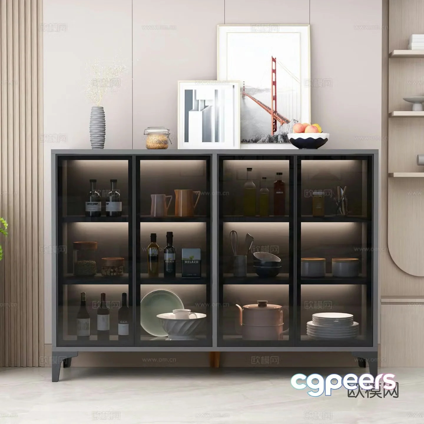 Light luxury windshield sideboard 3D model
