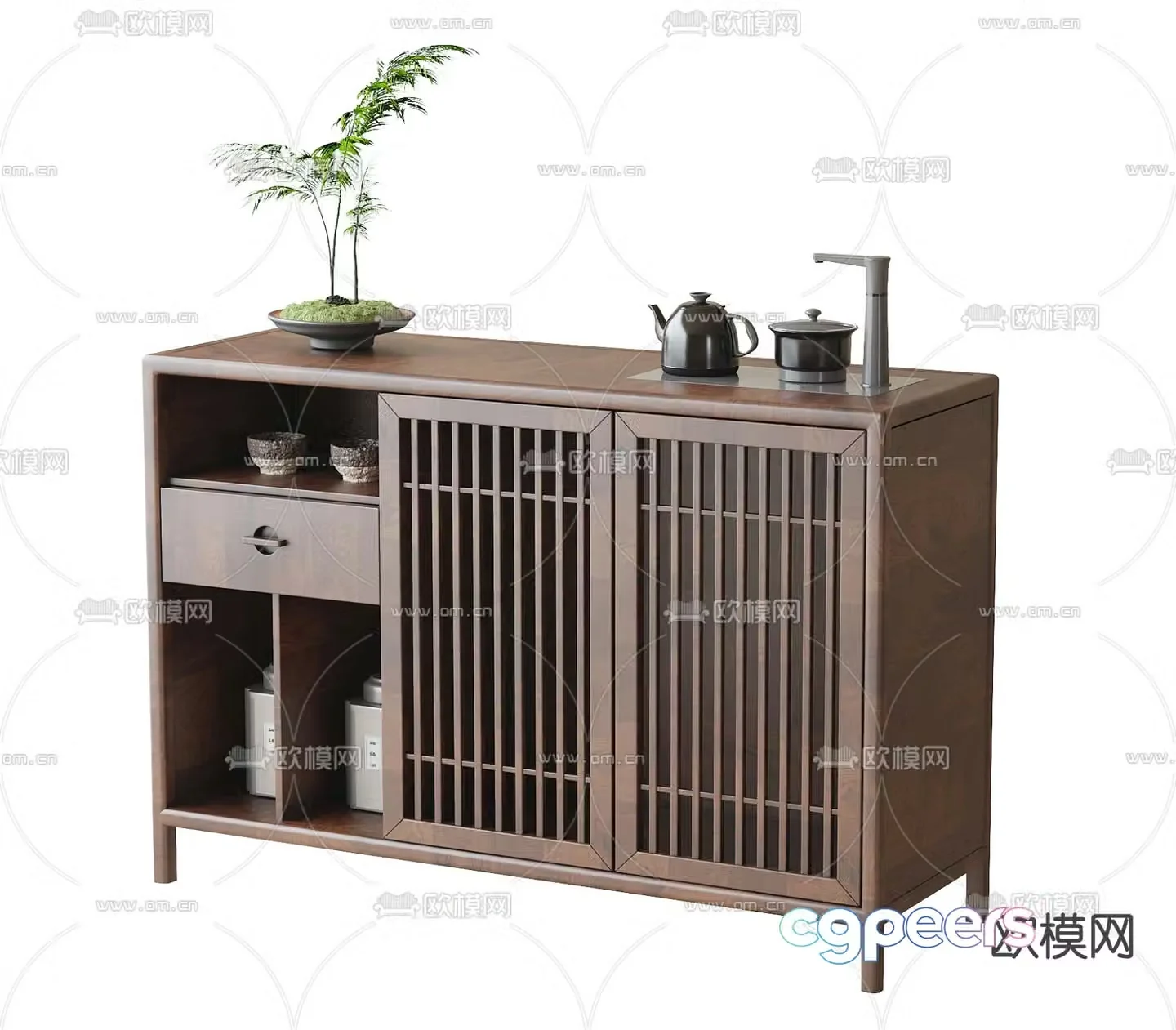 New Chinese style sideboard tea bar machine sideboard 3d model