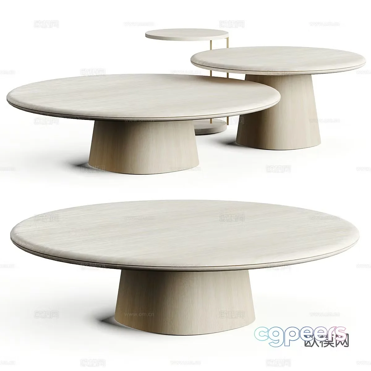 New Chinese light luxury marble coffee table combination 3D model