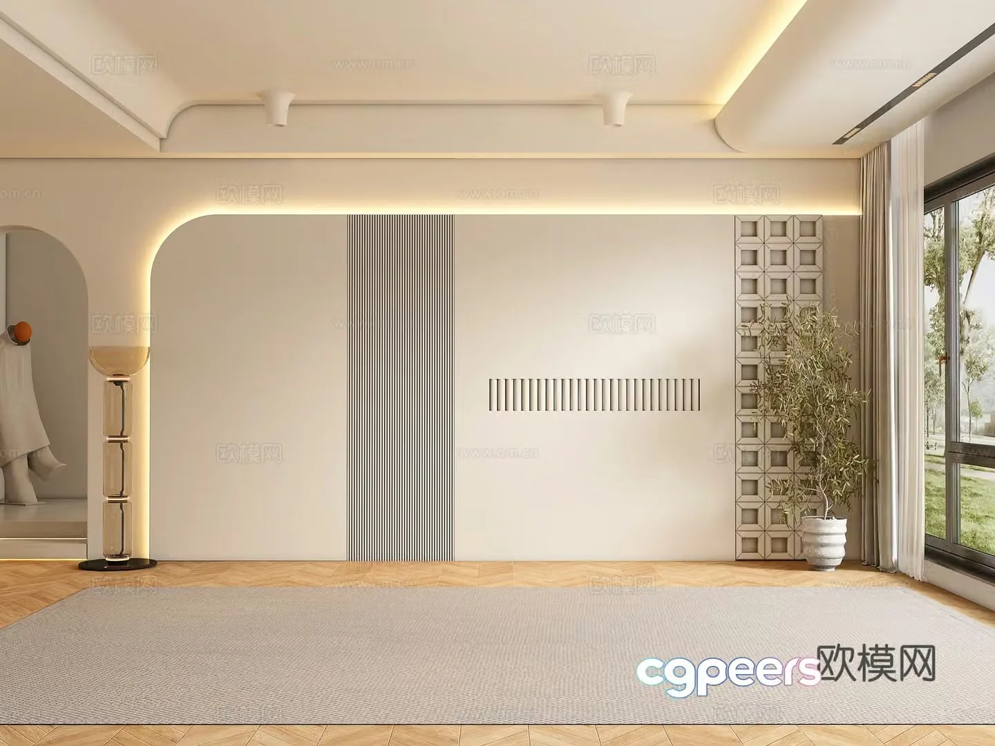 Cream style background wall 3d model