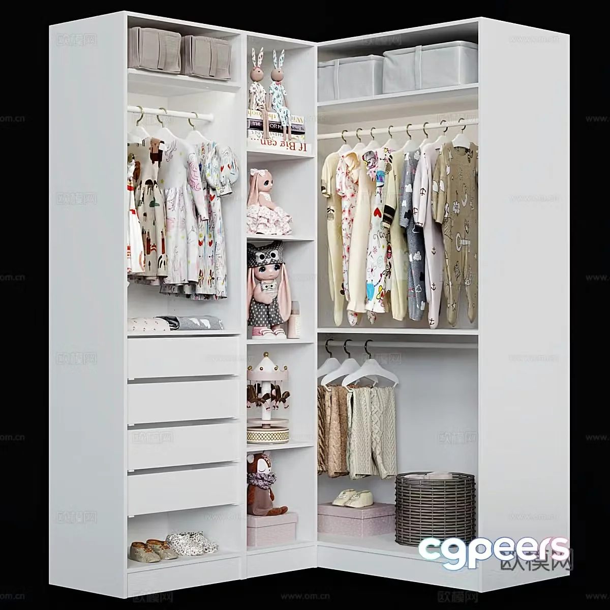 Modern children’s corner wardrobe 3d model