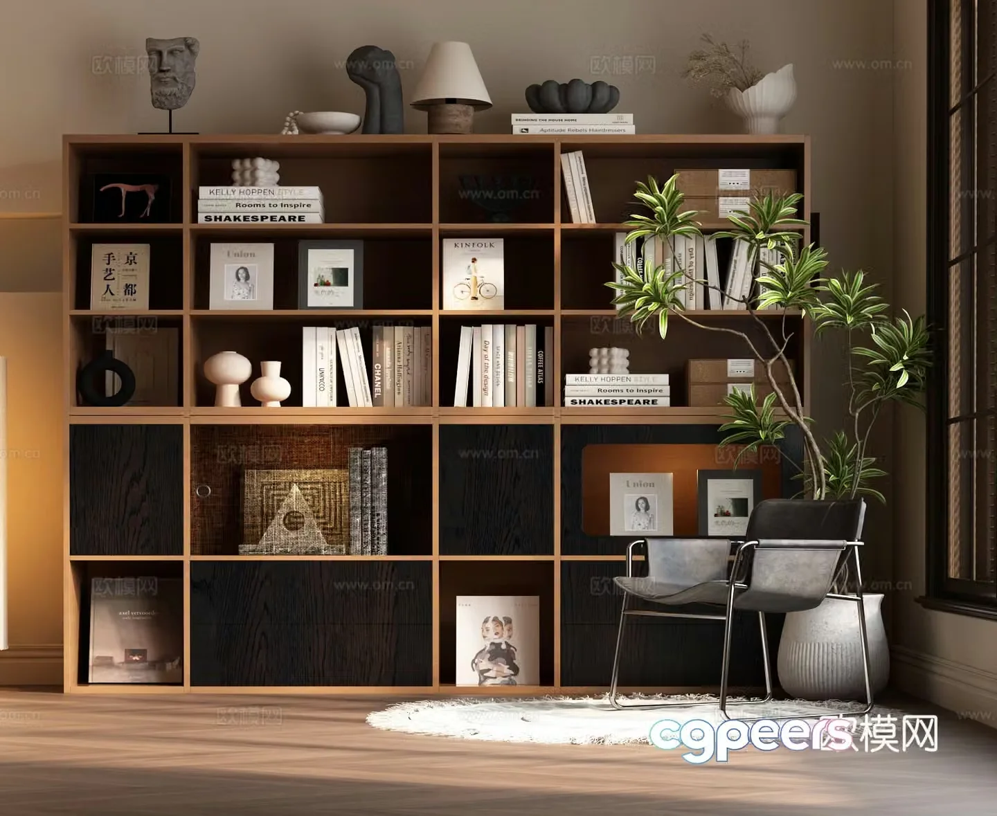 Modern retro bookcase Modern bookcase 3d model