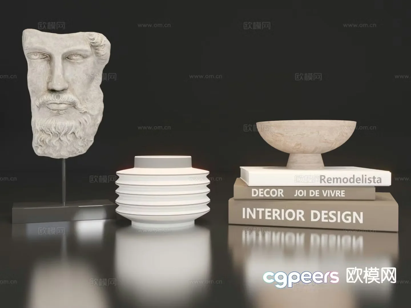 French sculpture books ornaments 3d model