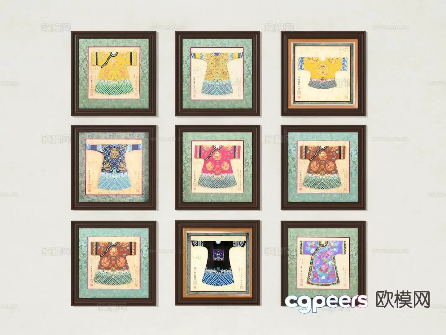Chinese decorative painting hanging painting 3d model