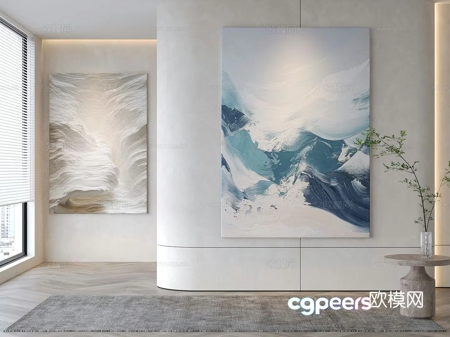 Modern decorative painting Texture painting Abstract painting 3d model
