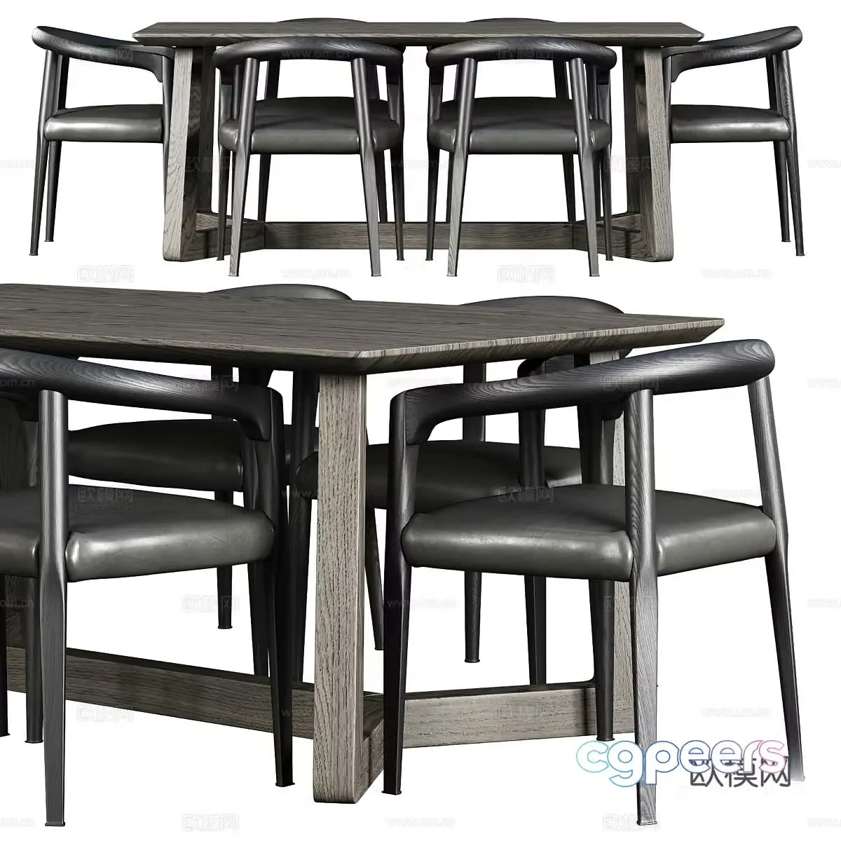 Modern Italian Edu Dining Table and Chair 3D Model
