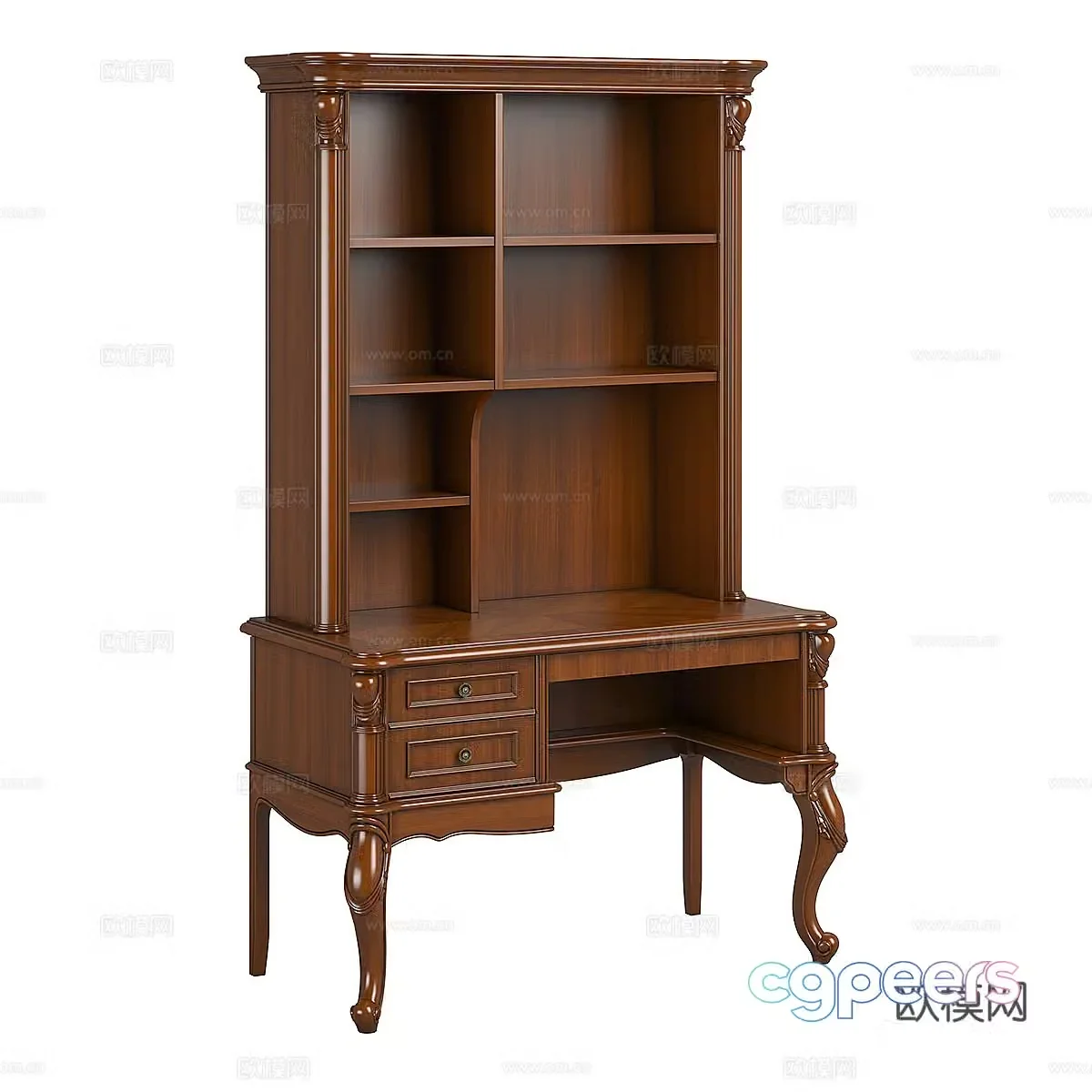 American solid wood desk 3D model