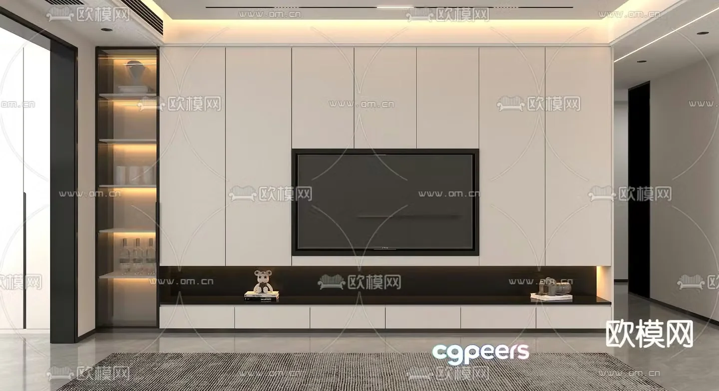 3d model of TV background wall
