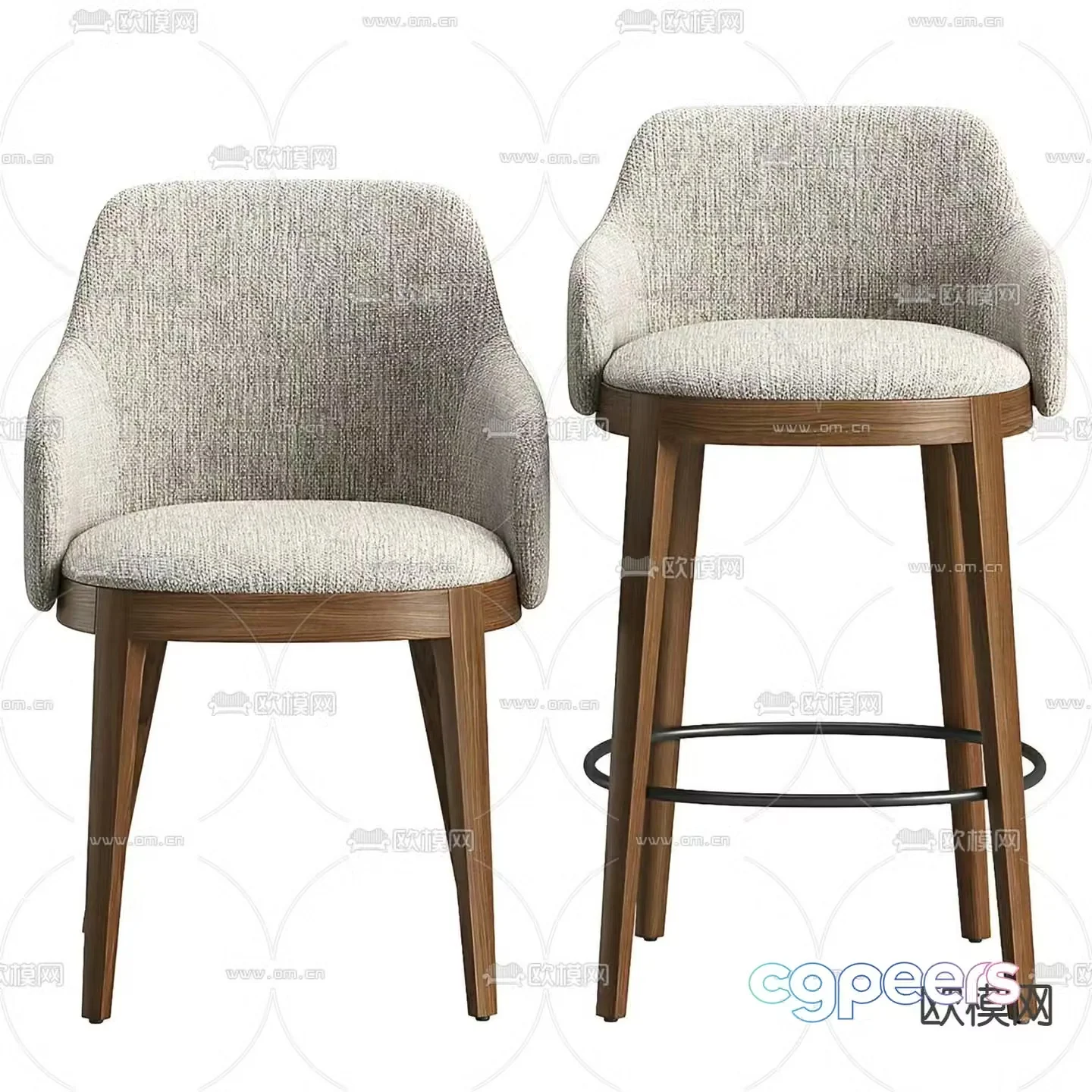 Sunday modern chair dining chair bar chair high stool 3d model