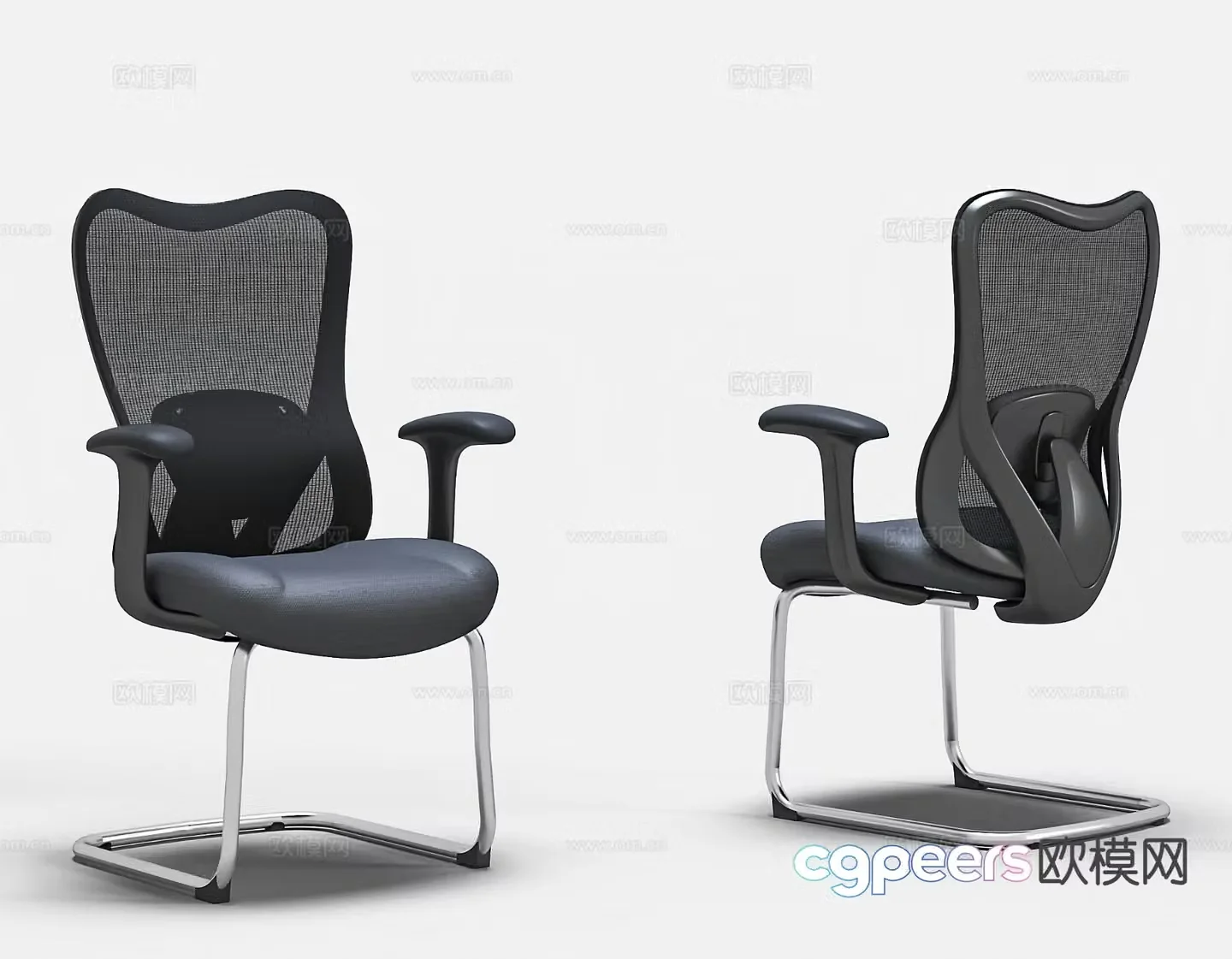 Modern office chair staff chair bow chair 3d model