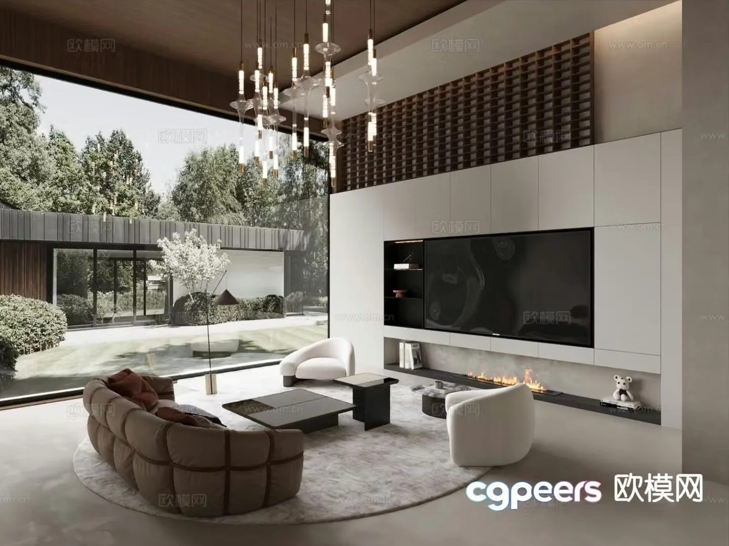 3D model of wabi-sabi villa living room