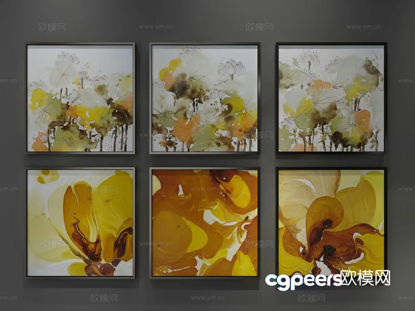 Decorative painting oil painting combined hanging painting 3d model