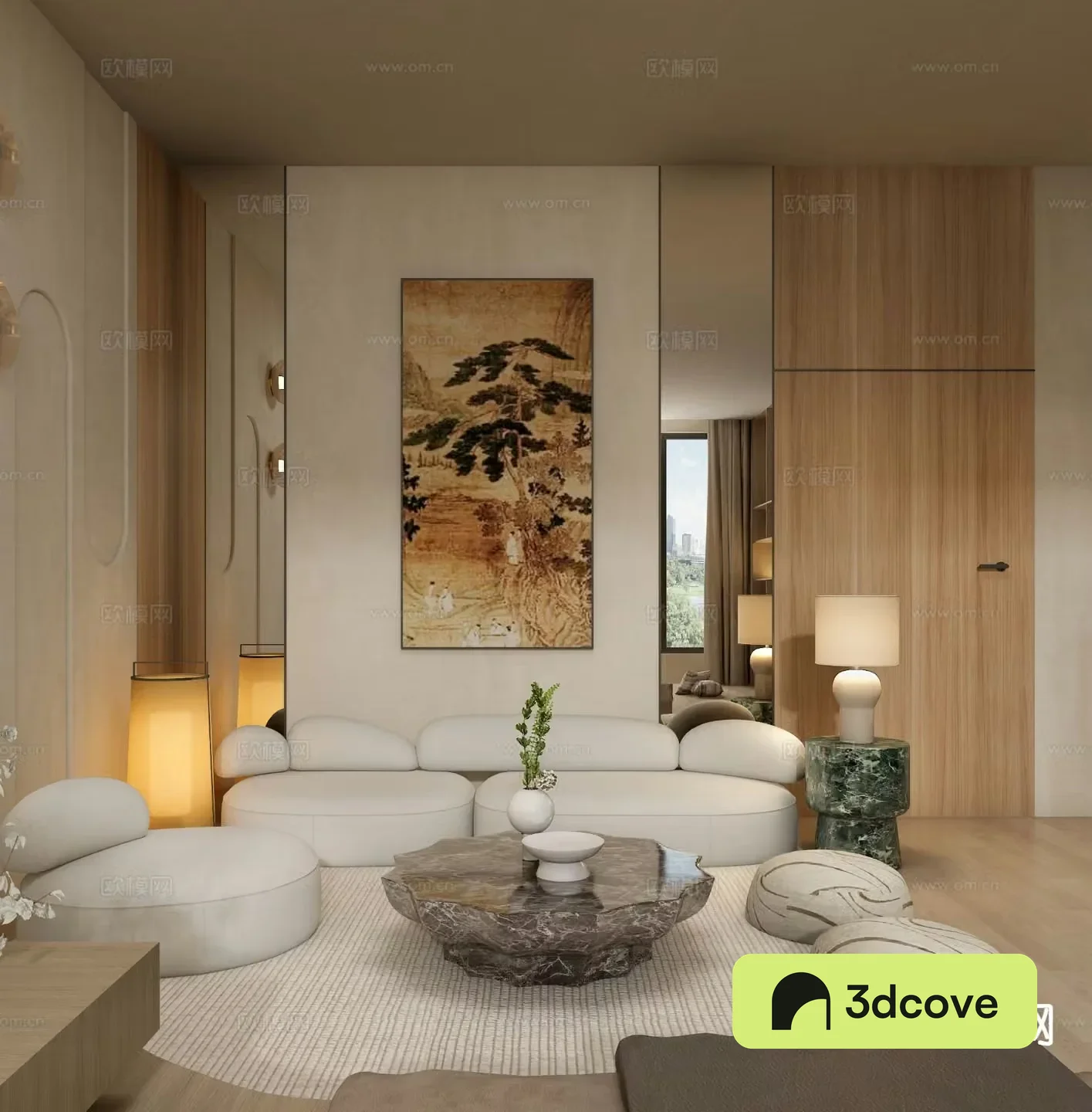Song style aesthetics | 3D model of villa living room