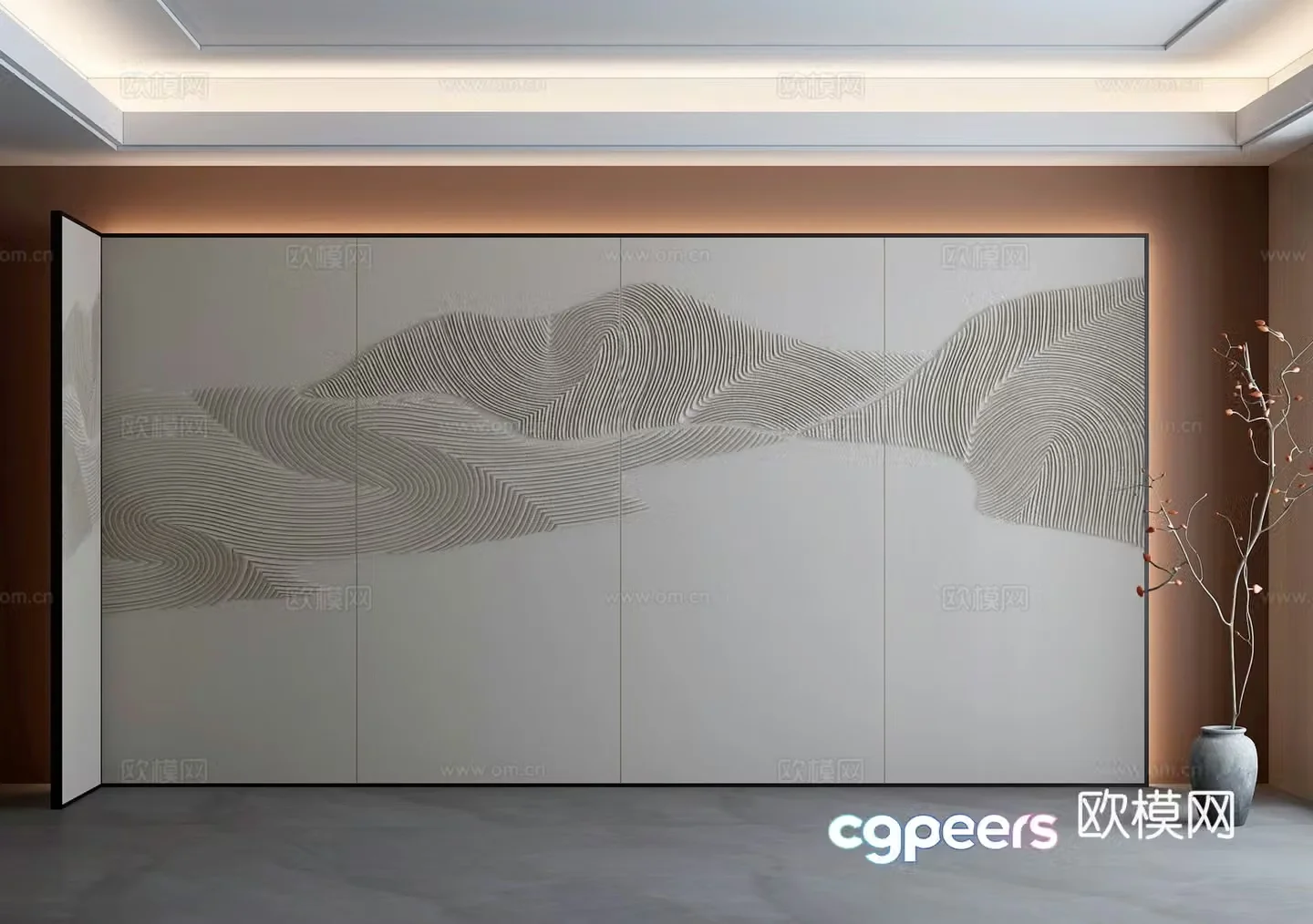 New Chinese style background wall 3d model