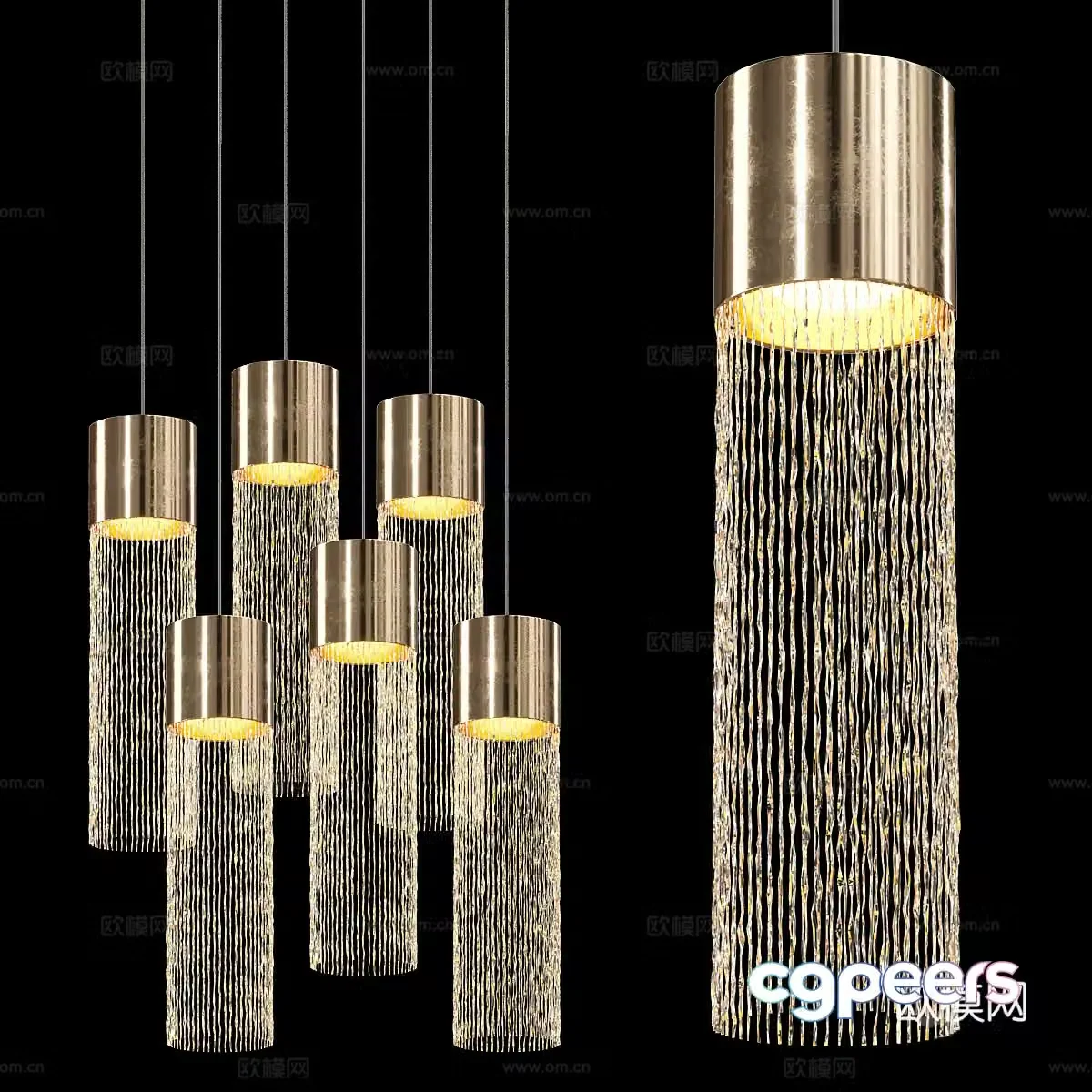 Modern light luxury decorative chandeliers 3d model