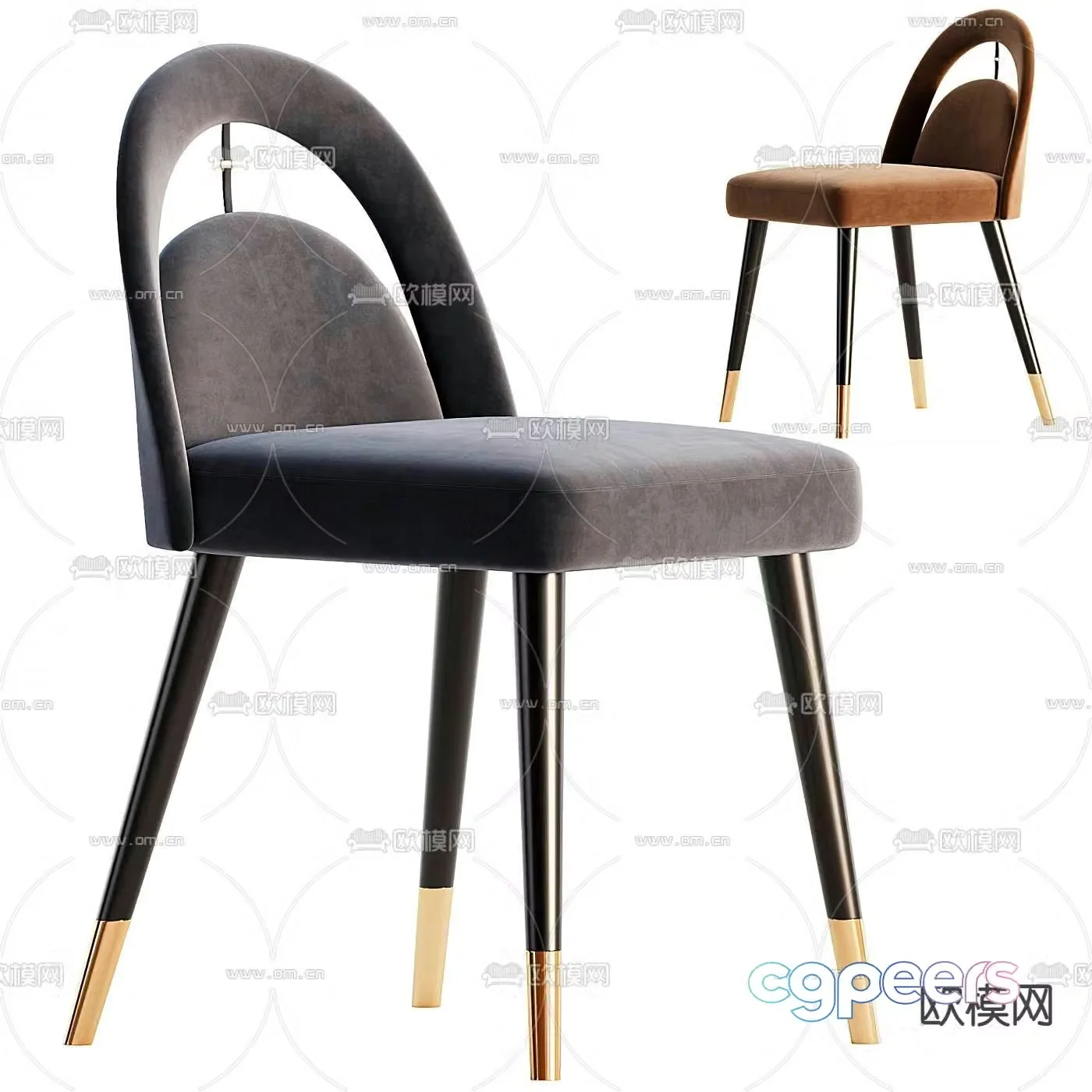 Pertica modern gray fabric lounge chair 3d model