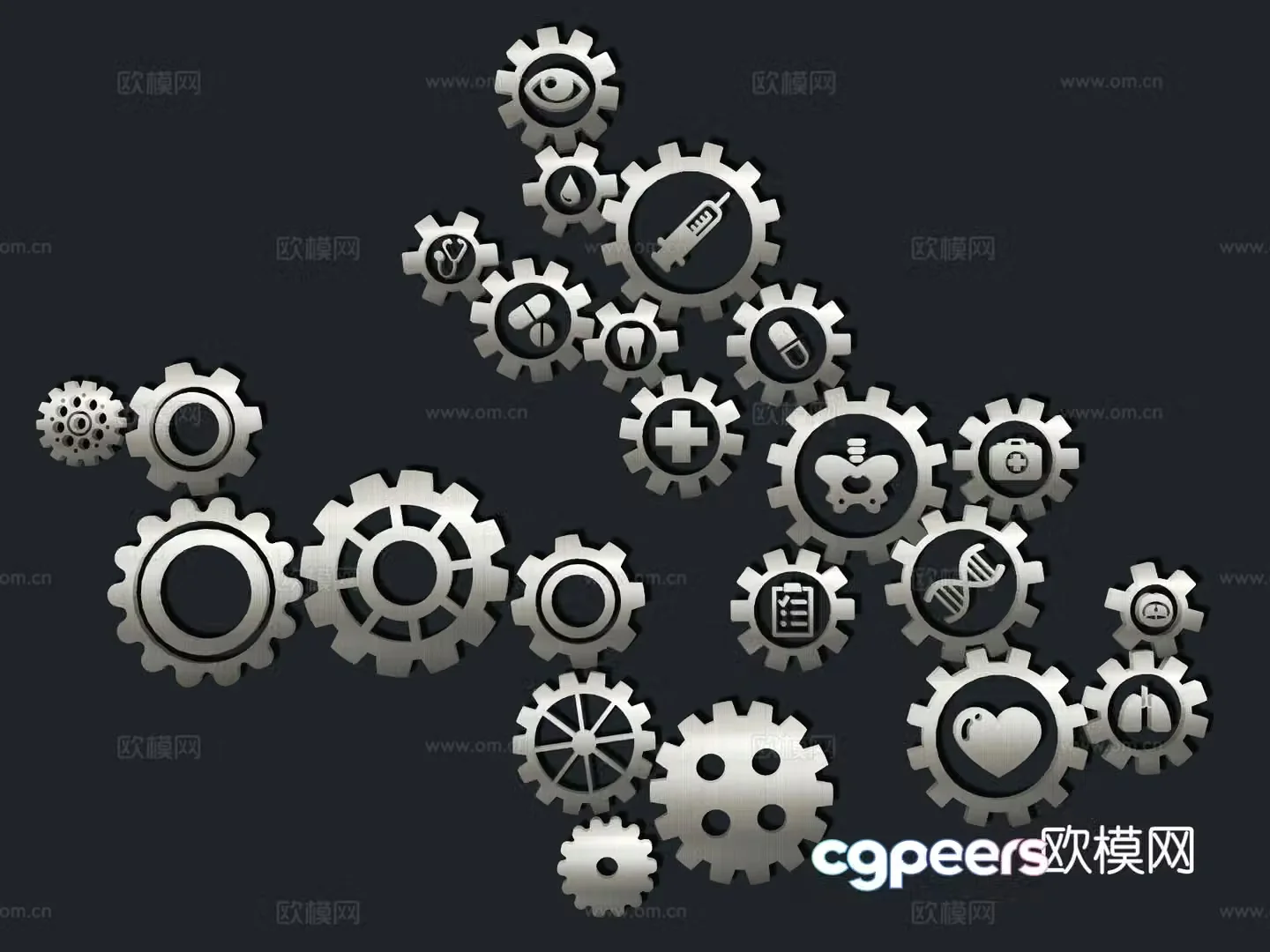 Technology gear wall decoration machinery icon machinery parts wall decoration 3d model