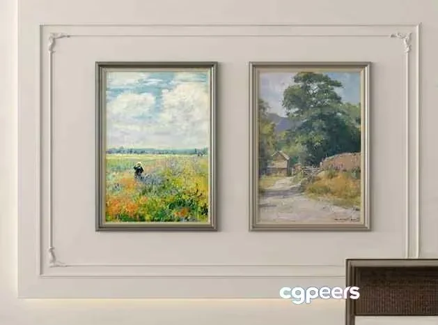 Two Framed Paintings On A Wall 3D Model – 18572 – VRAY Render