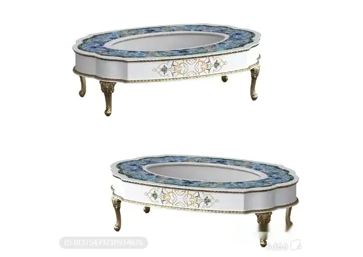 White Coffee Table With Gold Accents 3D Model – 5443 – VRAY Render