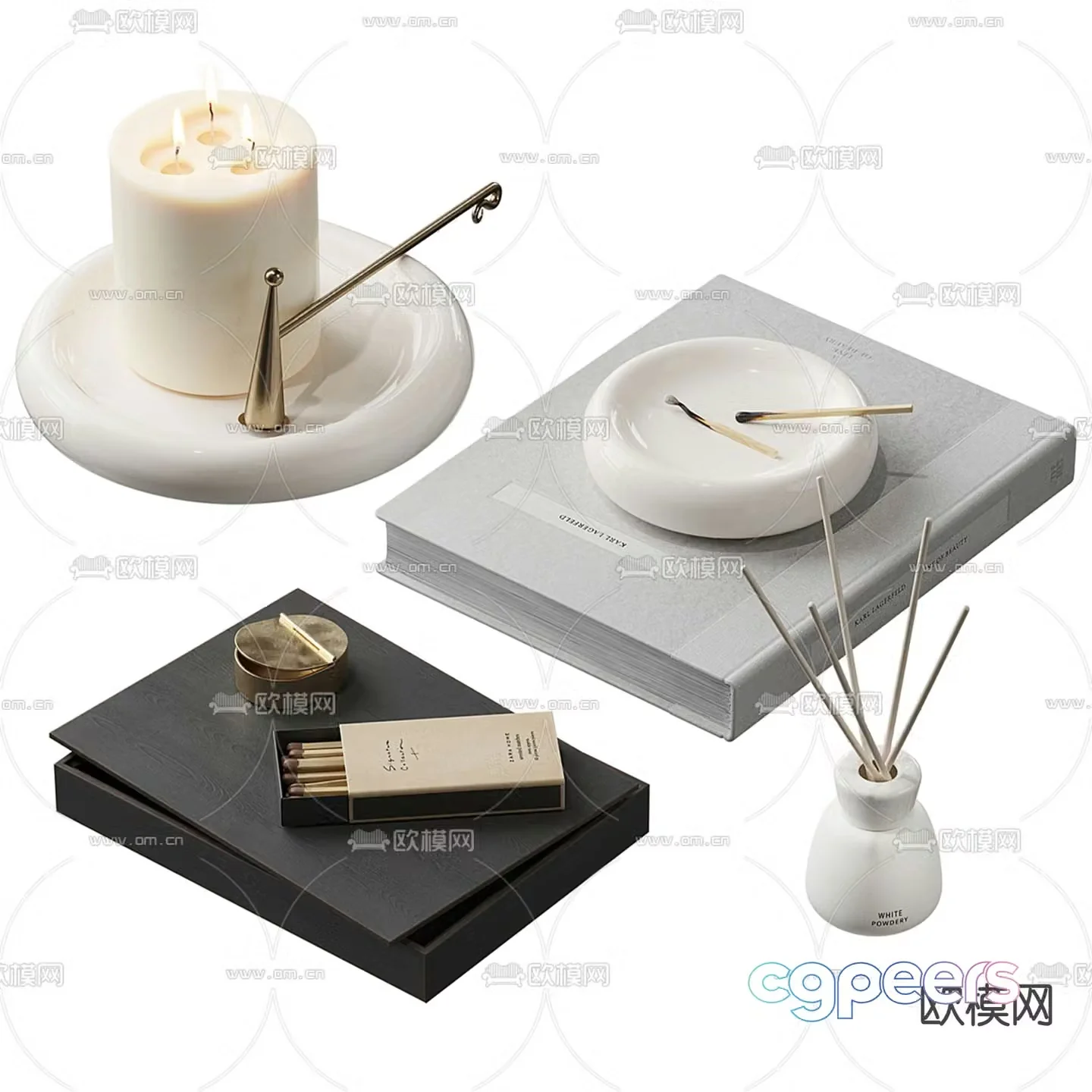 Aromatherapy candles ornaments 3d model