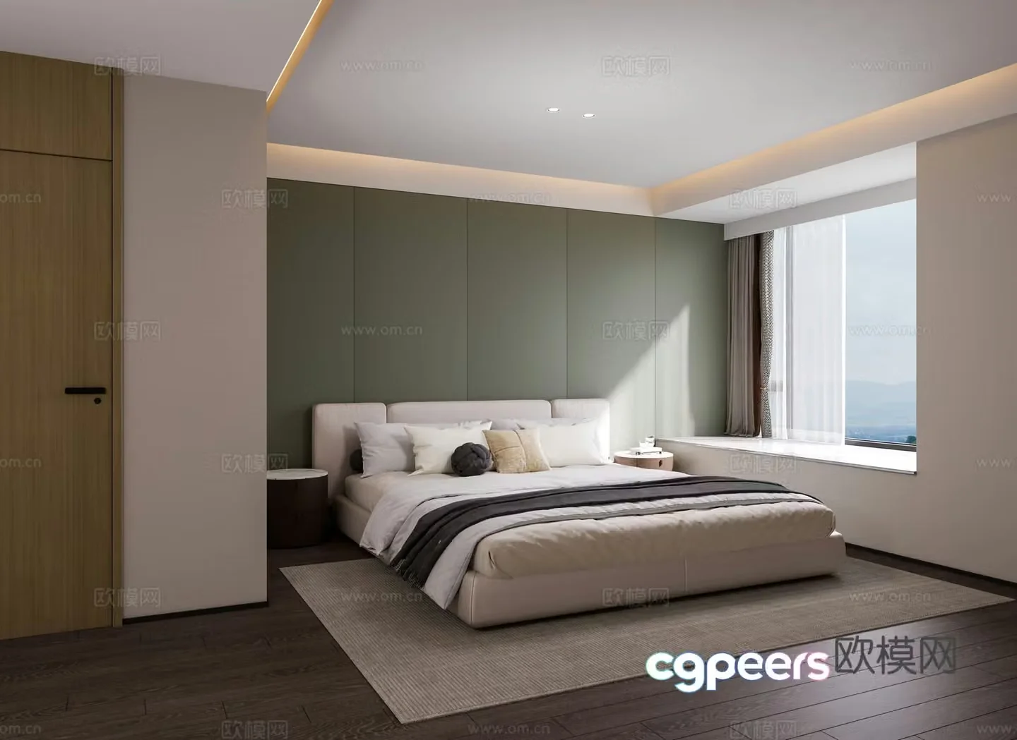 Modern simple bedroom Master bedroom Bare window bedroom No main light bedroom Advanced gray bedroom 3D model