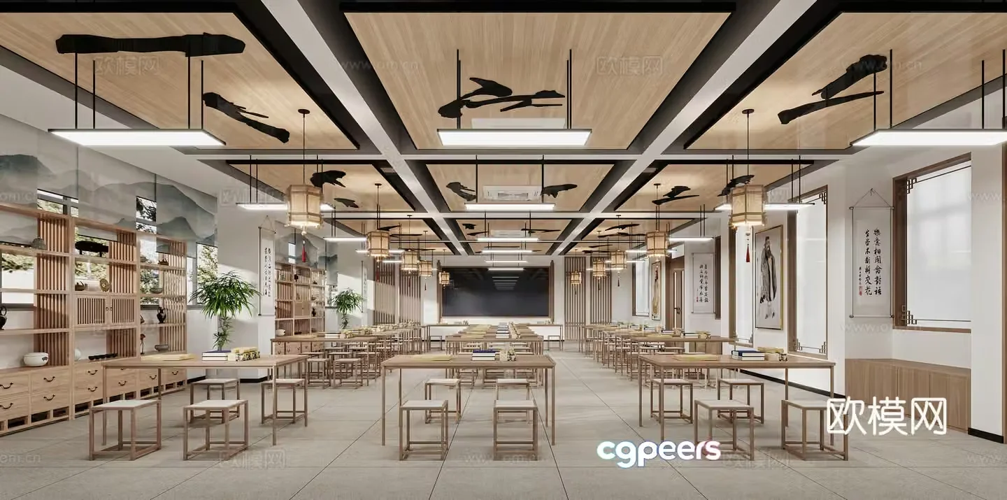 Modern calligraphy classroom 3d model