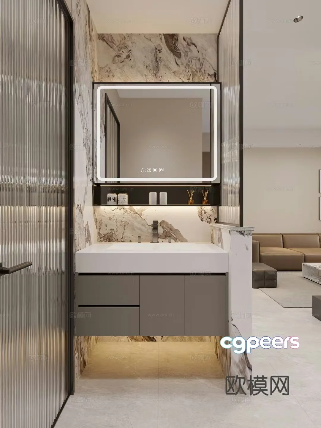 Modern bathroom dry area 3d model
