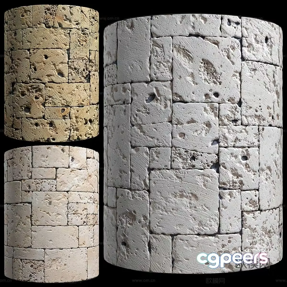 New Chinese style cultural stone brick wall 3d model