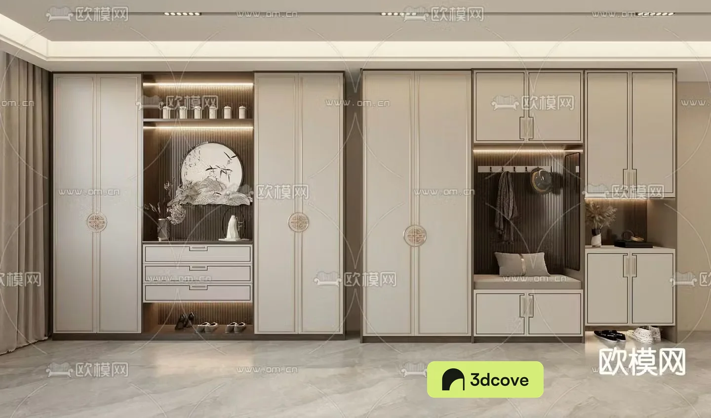 New Chinese style shoe cabinet Entrance shoe cabinet