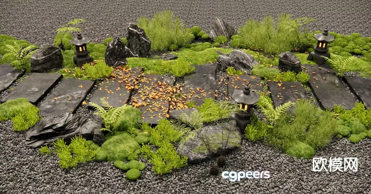 New Chinese style bluestone landscape 3D model