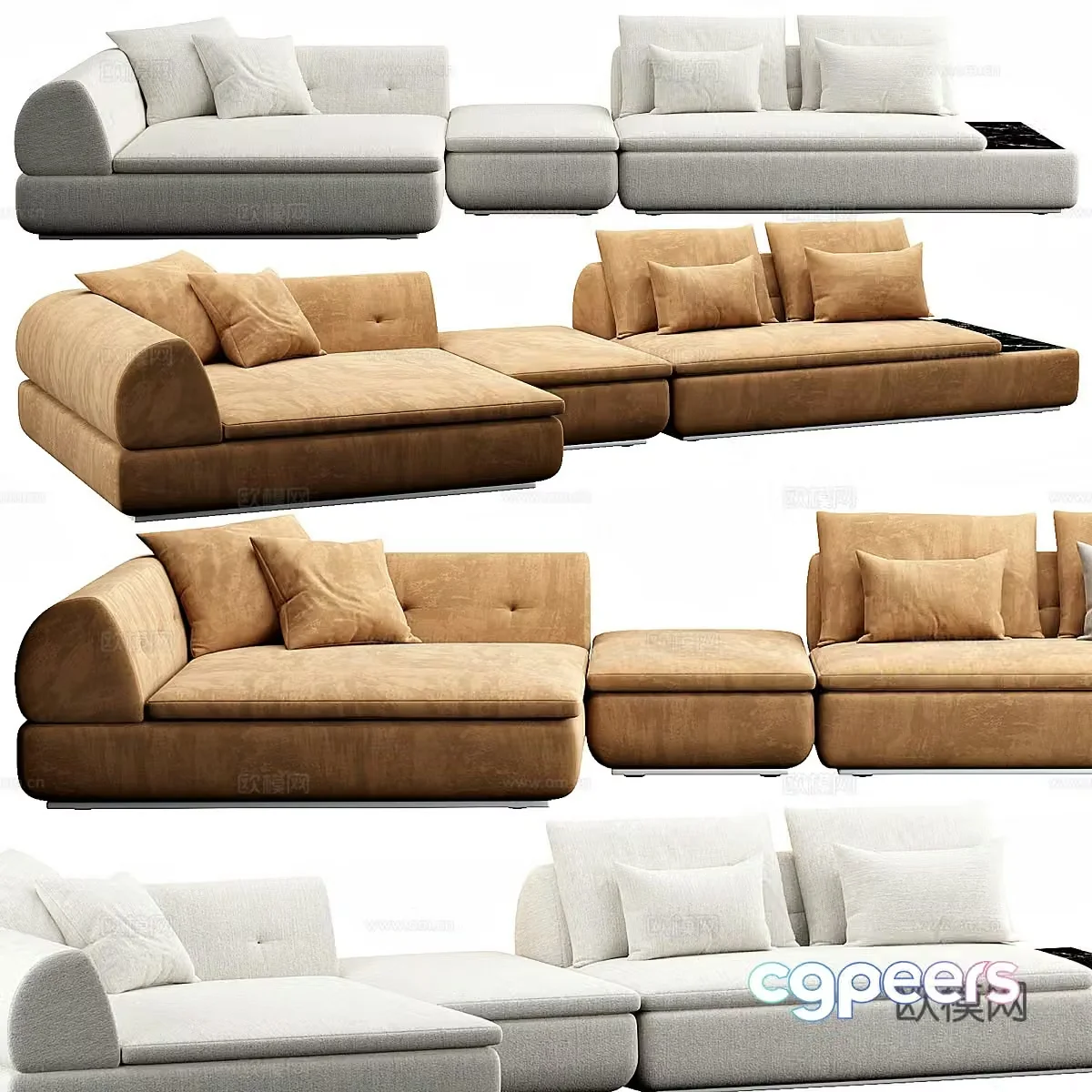 Modern Italian light luxury Minotti combined sofa 3D model