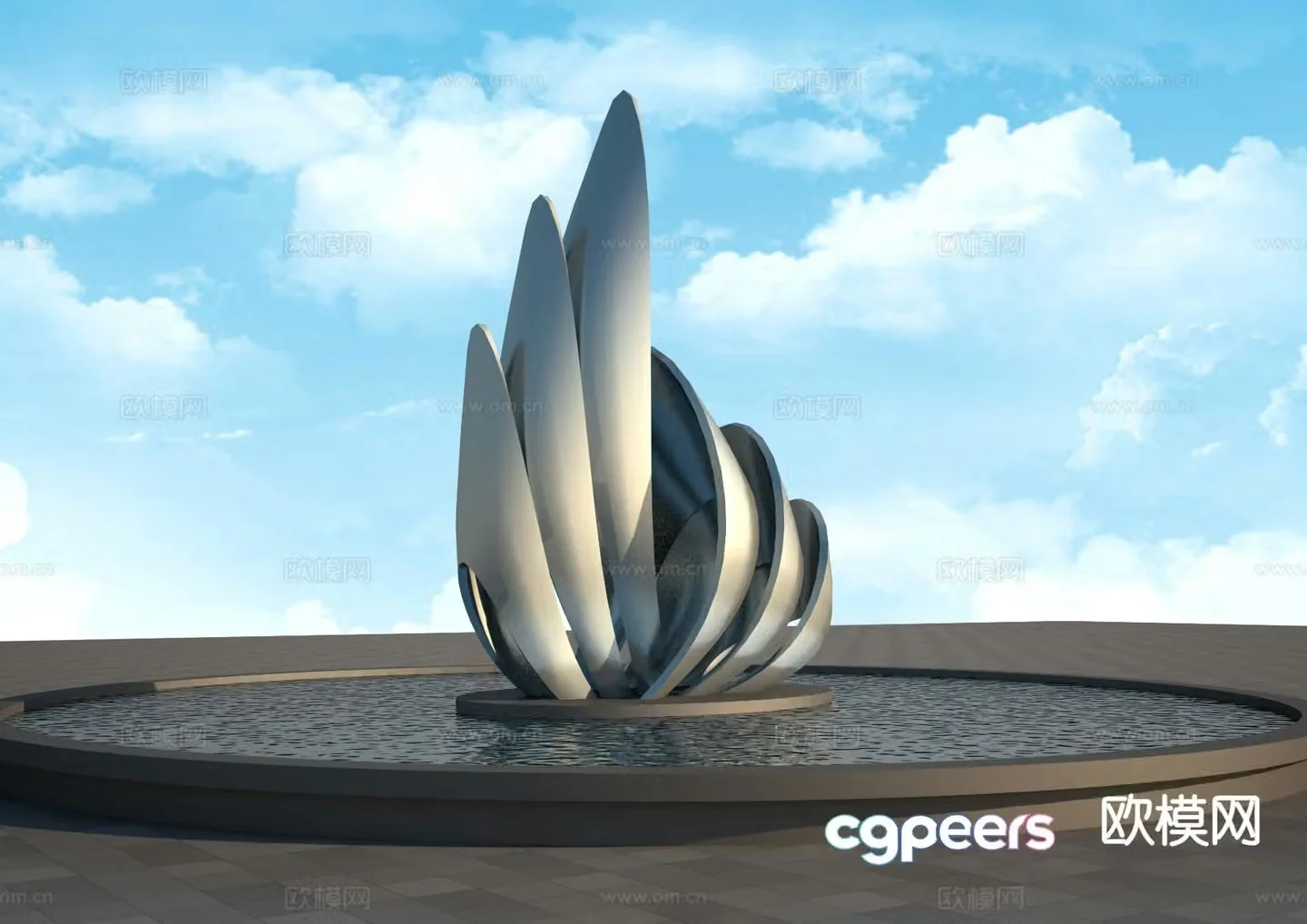 Abstract sailing ship sculpture abstract petal sculpture 3d model