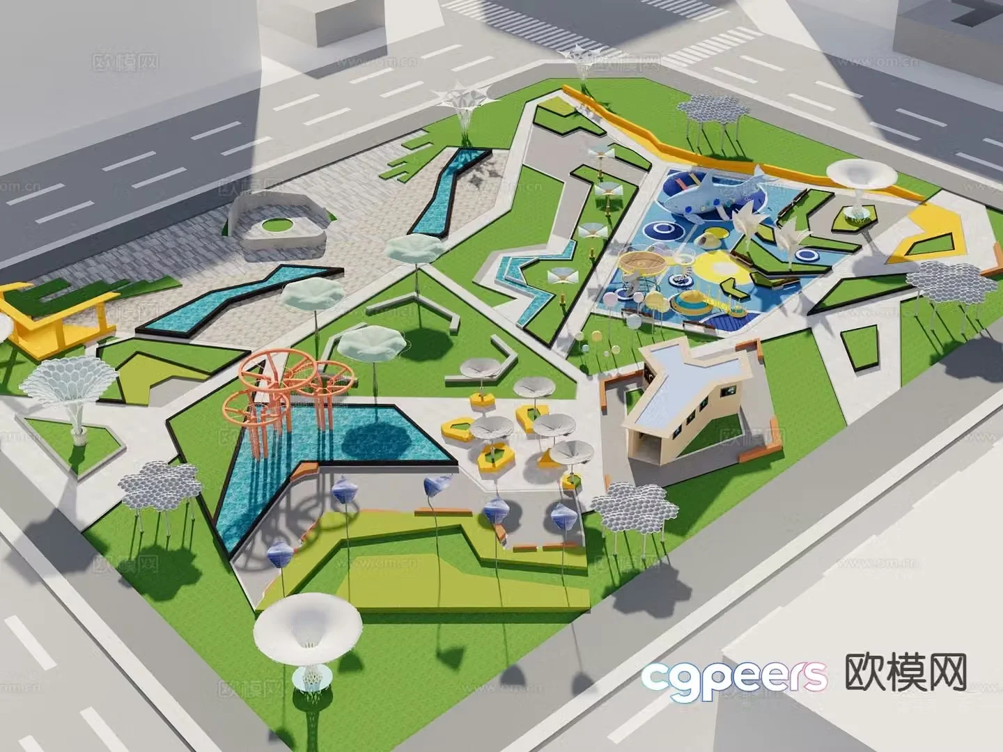 pocket park garden landscape 3d model