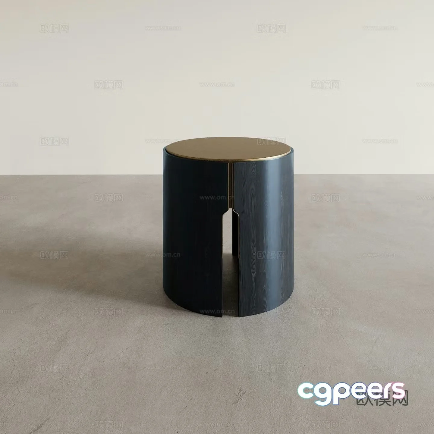 round stool coffee stool makeup stool 3d model