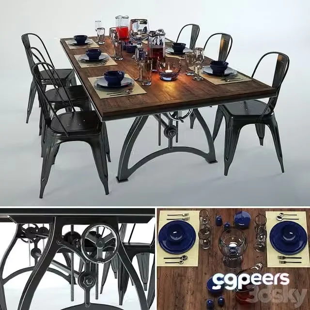 3ds Max Free – Iron dining table from IndustriaLux