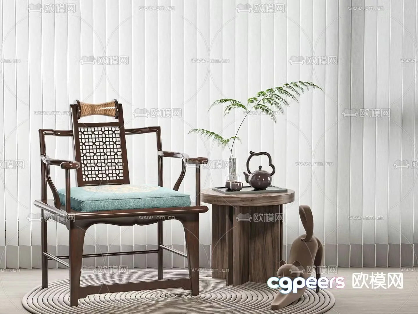 New Chinese style chair Taishi chair 3d model