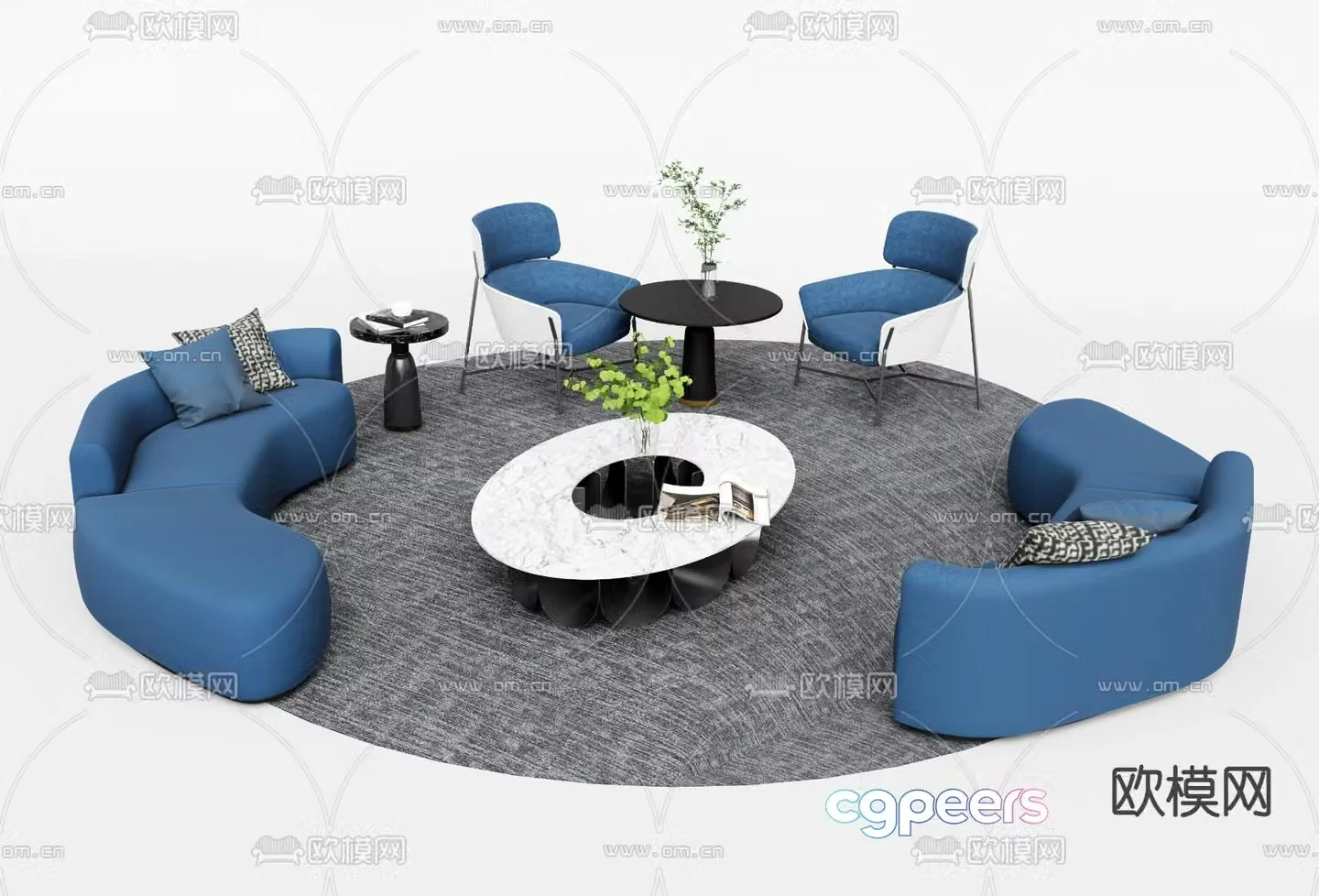 Public sofa lobby sofa 3d model