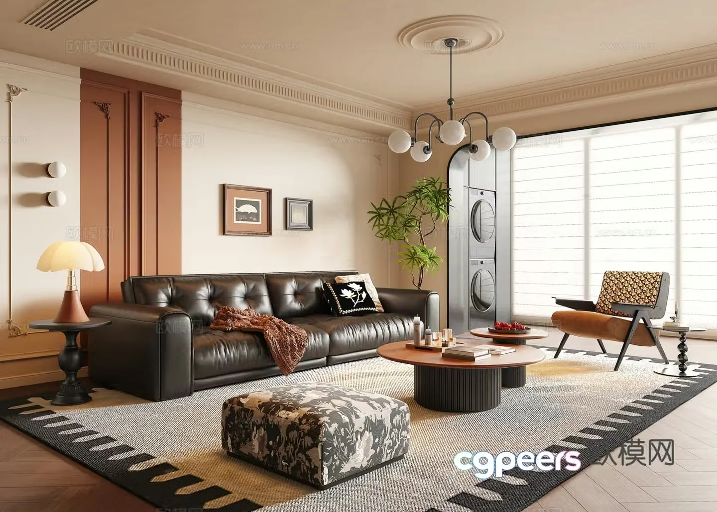 French medieval style living room 3d model