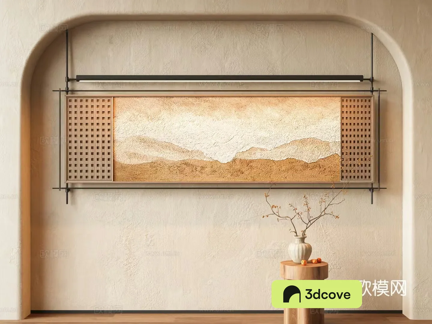 New Chinese style Chinese style hanging paintings Wasabi study high-end paintings lamp paintings tea room hanging paintings living room 3D model