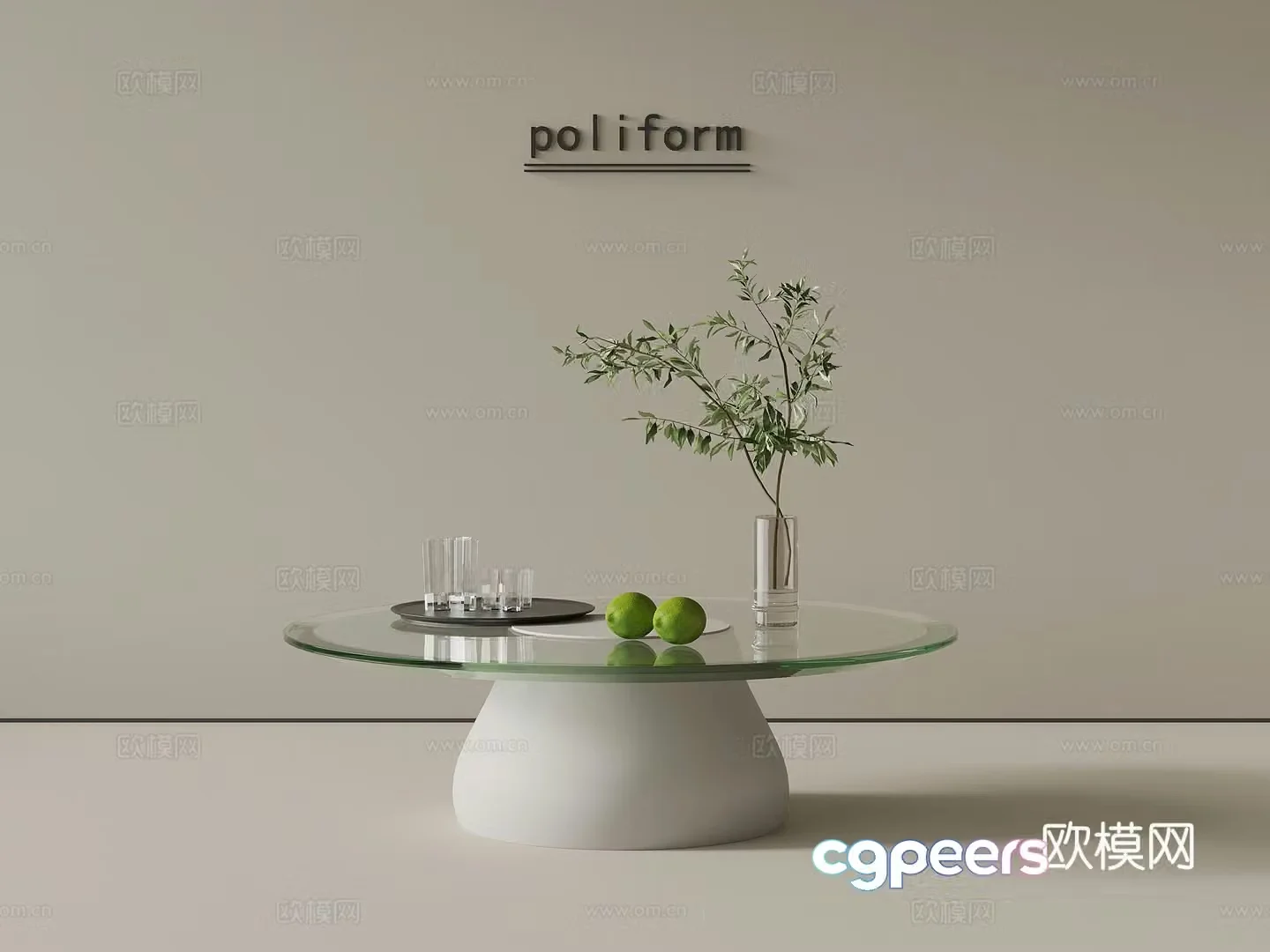Modern simple coffee table round coffee table.bk3d model