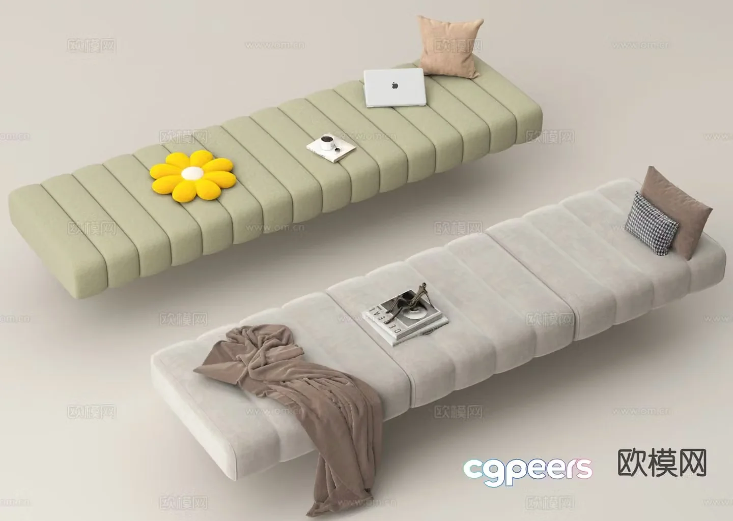 Modern sofa cushions bay window cushions soft cushions 3D model