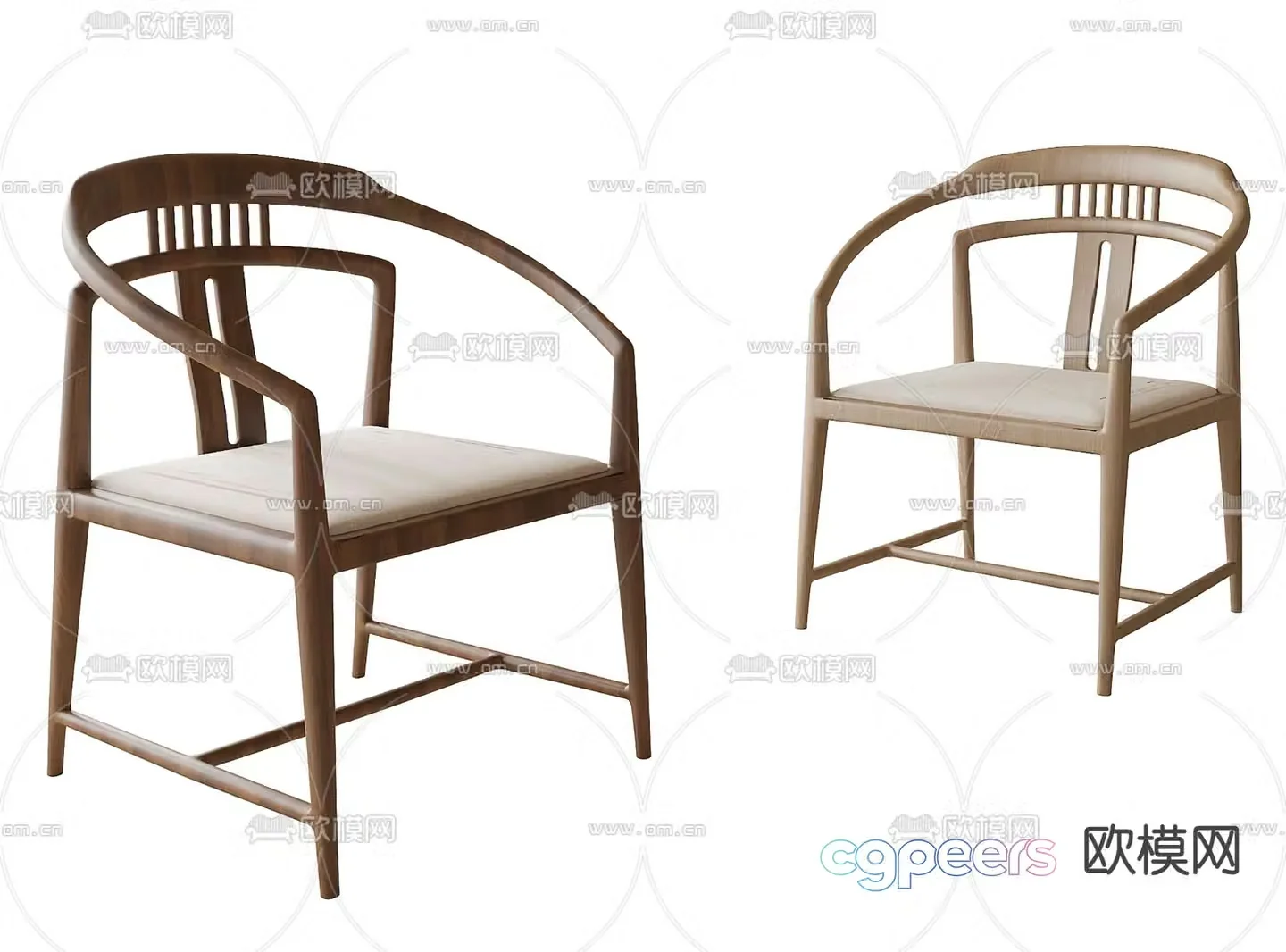 New Chinese dining chair single chair 3d model